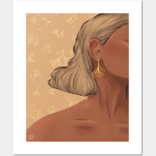 Golden Ginkgo Earrings Yellow Posters and Art